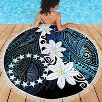 Cook Islands Maori Language Week Beach Blanket Tiare Maori Kuki Airani Blue Pattern LT22 - Polynesian Pride