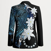 Cook Islands Maori Language Week Blazer Tiare Maori Kuki Airani Blue Pattern LT22 - Polynesian Pride