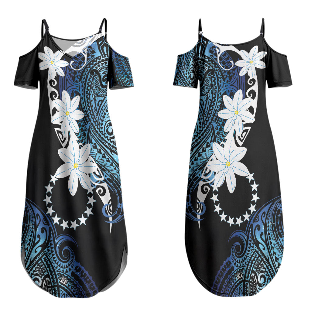 Cook Islands Maori Language Week Couples Matching Summer Maxi Dress and Hawaiian Shirt Tiare Maori Kuki Airani Blue Pattern LT22 - Polynesian Pride