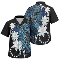 Cook Islands Maori Language Week Family Matching Off Shoulder Short Dress and Hawaiian Shirt Tiare Maori Kuki Airani Blue Pattern LT22 Son's Shirt Blue - Polynesian Pride