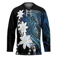 Cook Islands Maori Language Week Hockey Jersey Tiare Maori Kuki Airani Blue Pattern LT22 Unisex Blue - Polynesian Pride