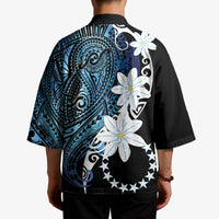 Cook Islands Maori Language Week Kimono Tiare Maori Kuki Airani Blue Pattern LT22 - Polynesian Pride