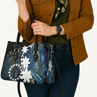 Cook Islands Maori Language Week Leather Bag Tiare Maori Kuki Airani Blue Pattern LT22 - Polynesian Pride