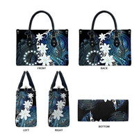Cook Islands Maori Language Week Leather Bag Tiare Maori Kuki Airani Blue Pattern LT22 - Polynesian Pride