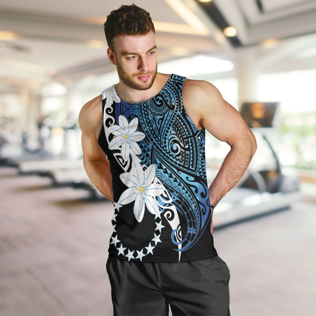 Cook Islands Maori Language Week Men Tank Top Tiare Maori Kuki Airani Blue Pattern