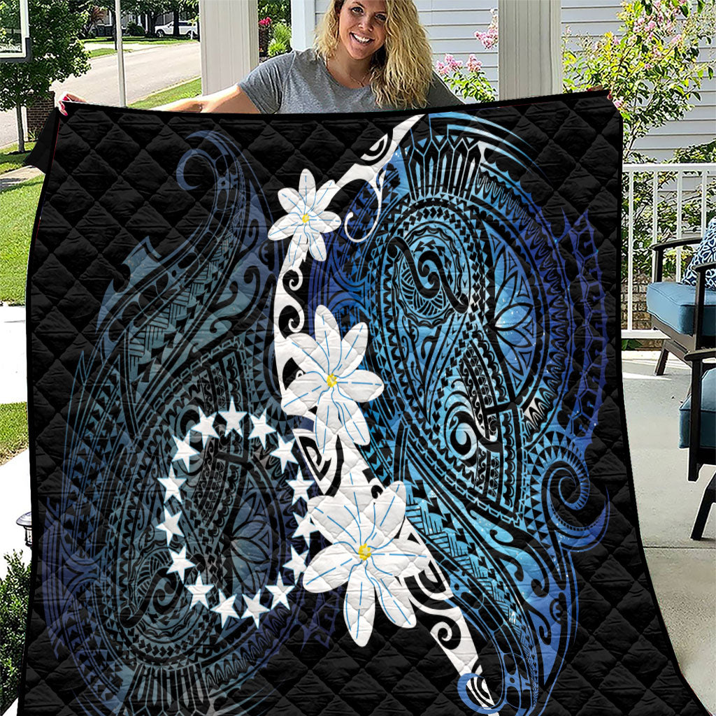 Cook Islands Maori Language Week Quilt Tiare Maori Kuki Airani Blue Pattern