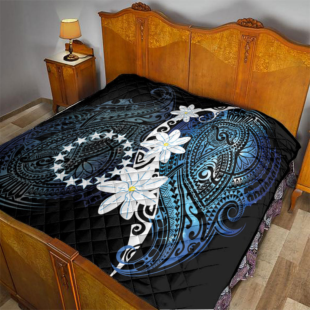 Cook Islands Maori Language Week Quilt Tiare Maori Kuki Airani Blue Pattern