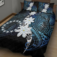 Cook Islands Maori Language Week Quilt Bed Set Tiare Maori Kuki Airani Blue Pattern LT22 - Polynesian Pride