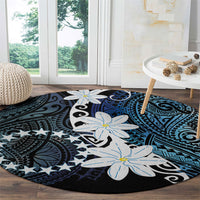 Cook Islands Maori Language Week Round Carpet Tiare Maori Kuki Airani Blue Pattern LT22 - Polynesian Pride