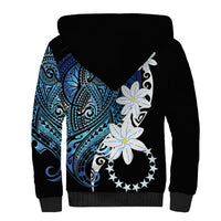 Cook Islands Maori Language Week Sherpa Hoodie Tiare Maori Kuki Airani Blue Pattern LT22 - Polynesian Pride