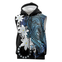 Cook Islands Maori Language Week Sleeveless Zip Hoodie Tiare Maori Kuki Airani Blue Pattern LT22 Blue - Polynesian Pride