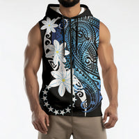 Cook Islands Maori Language Week Sleeveless Zip Hoodie Tiare Maori Kuki Airani Blue Pattern LT22 - Polynesian Pride