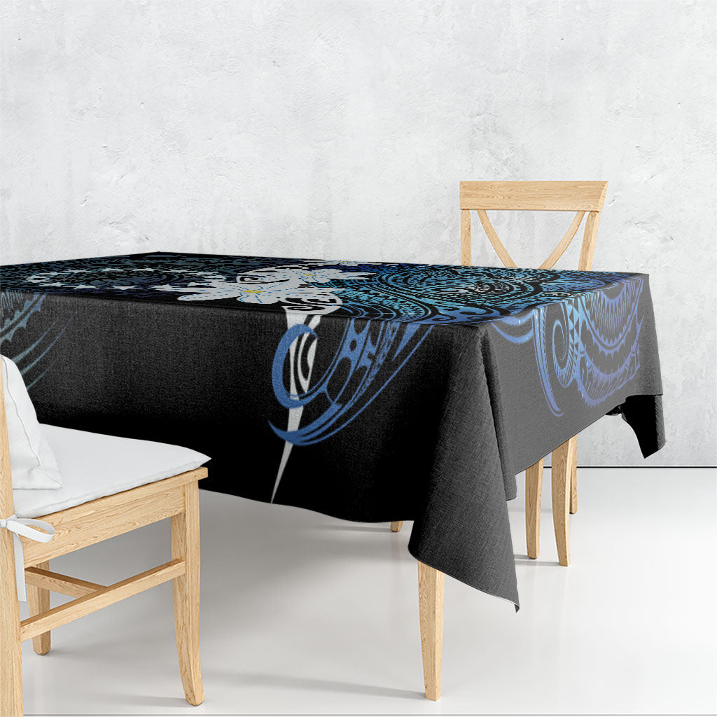 Cook Islands Maori Language Week Tablecloth Tiare Maori Kuki Airani Blue Pattern LT22 - Polynesian Pride