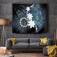 Cook Islands Maori Language Week Tapestry Tiare Maori Kuki Airani Blue Pattern LT22 Blue - Polynesian Pride