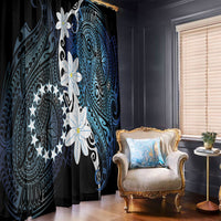 Cook Islands Maori Language Week Window Curtain Tiare Maori Kuki Airani Blue Pattern LT22 - Polynesian Pride