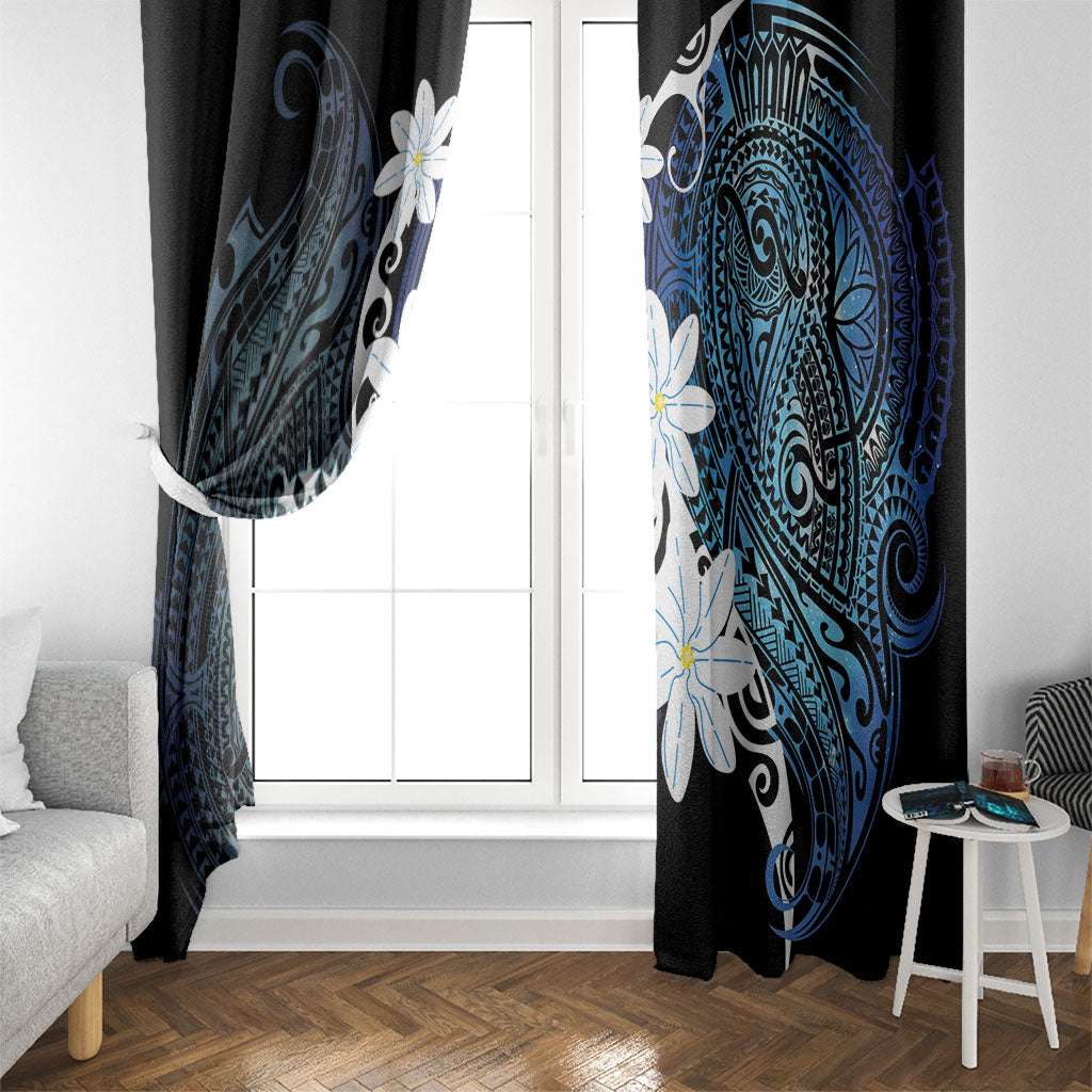 Cook Islands Maori Language Week Window Curtain Tiare Maori Kuki Airani Blue Pattern LT22 - Polynesian Pride