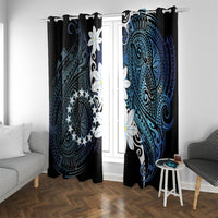 Cook Islands Maori Language Week Window Curtain Tiare Maori Kuki Airani Blue Pattern LT22 With Grommets Blue - Polynesian Pride