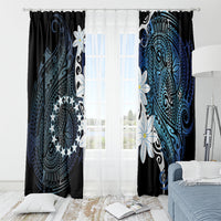 Cook Islands Maori Language Week Window Curtain Tiare Maori Kuki Airani Blue Pattern LT22 - Polynesian Pride