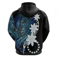 Cook Islands Maori Language Week Zip Hoodie Tiare Maori Kuki Airani Blue Pattern LT22 - Polynesian Pride