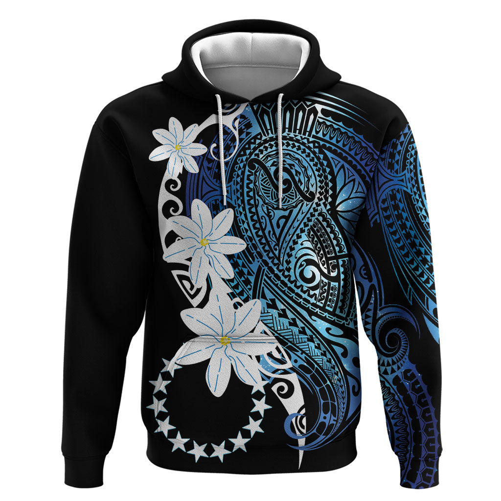 Cook Islands Maori Language Week Zip Hoodie Tiare Maori Kuki Airani Blue Pattern LT22 Pullover Hoodie Blue - Polynesian Pride