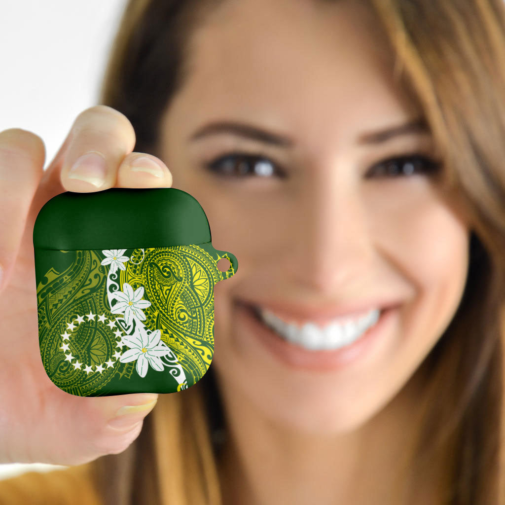 Cook Islands Maori Language Week AirPods Case Tiare Maori Kuki Airani Green Pattern LT22 - Polynesian Pride