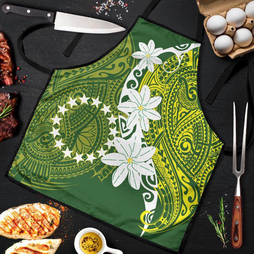Cook Islands Maori Language Week Apron Tiare Maori Kuki Airani Green Pattern LT22 Green - Polynesian Pride