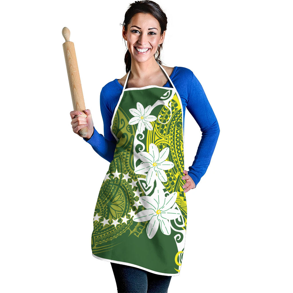 Cook Islands Maori Language Week Apron Tiare Maori Kuki Airani Green Pattern LT22 - Polynesian Pride