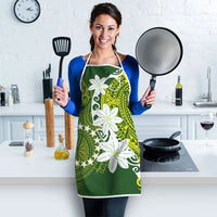 Cook Islands Maori Language Week Apron Tiare Maori Kuki Airani Green Pattern LT22 - Polynesian Pride