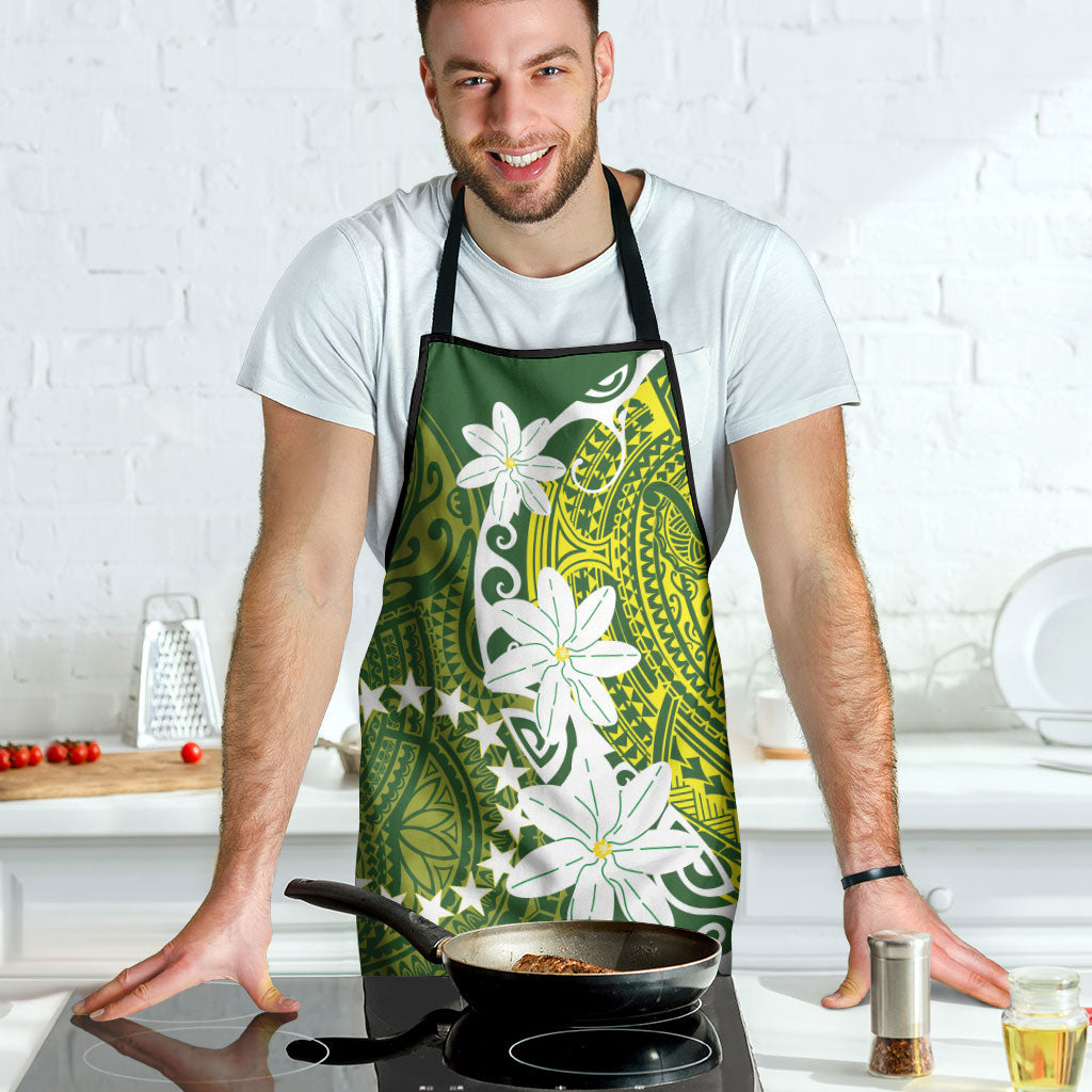Cook Islands Maori Language Week Apron Tiare Maori Kuki Airani Green Pattern LT22 - Polynesian Pride