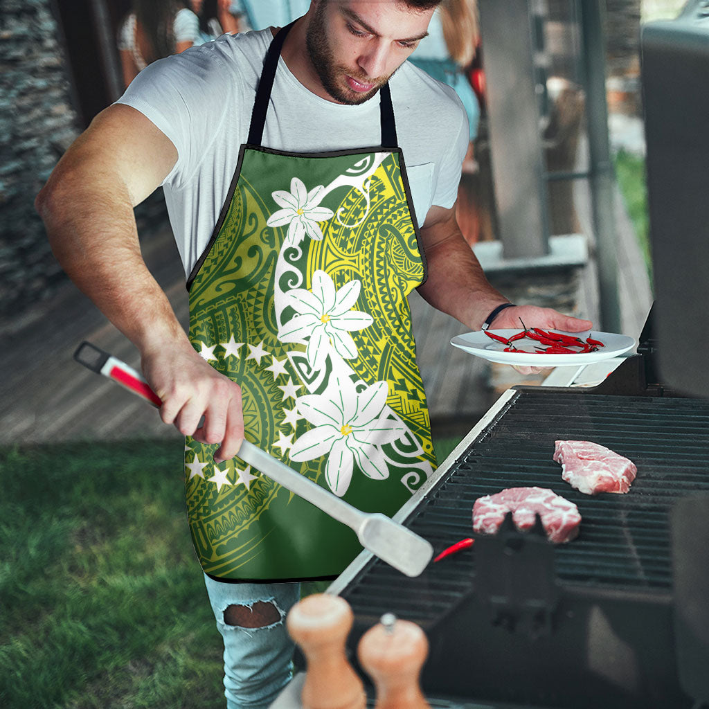 Cook Islands Maori Language Week Apron Tiare Maori Kuki Airani Green Pattern LT22 - Polynesian Pride