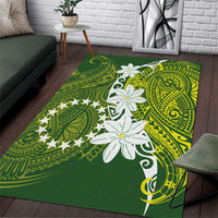 Cook Islands Maori Language Week Area Rug Tiare Maori Kuki Airani Green Pattern LT22 Green - Polynesian Pride