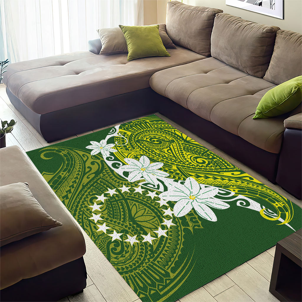 Cook Islands Maori Language Week Area Rug Tiare Maori Kuki Airani Green Pattern LT22 - Polynesian Pride