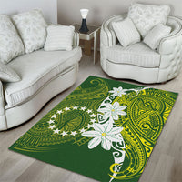 Cook Islands Maori Language Week Area Rug Tiare Maori Kuki Airani Green Pattern LT22 - Polynesian Pride