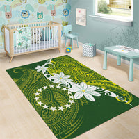 Cook Islands Maori Language Week Area Rug Tiare Maori Kuki Airani Green Pattern LT22 - Polynesian Pride
