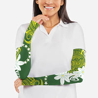 Cook Islands Maori Language Week Arm Sleeves Tiare Maori Kuki Airani Green Pattern LT22 - Polynesian Pride