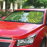 Cook Islands Maori Language Week Auto Sun Shade Tiare Maori Kuki Airani Green Pattern