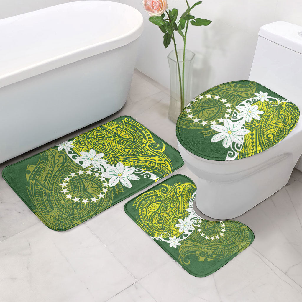 Cook Islands Maori Language Week Bathroom Set Tiare Maori Kuki Airani Green Pattern LT22 - Polynesian Pride