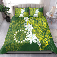 Cook Islands Maori Language Week Bedding Set Tiare Maori Kuki Airani Green Pattern LT22 - Polynesian Pride