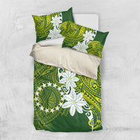 Cook Islands Maori Language Week Bedding Set Tiare Maori Kuki Airani Green Pattern LT22 US Twin 172cm x 218cm Green - Polynesian Pride