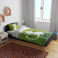Cook Islands Maori Language Week Bedding Set Tiare Maori Kuki Airani Green Pattern LT22 - Polynesian Pride