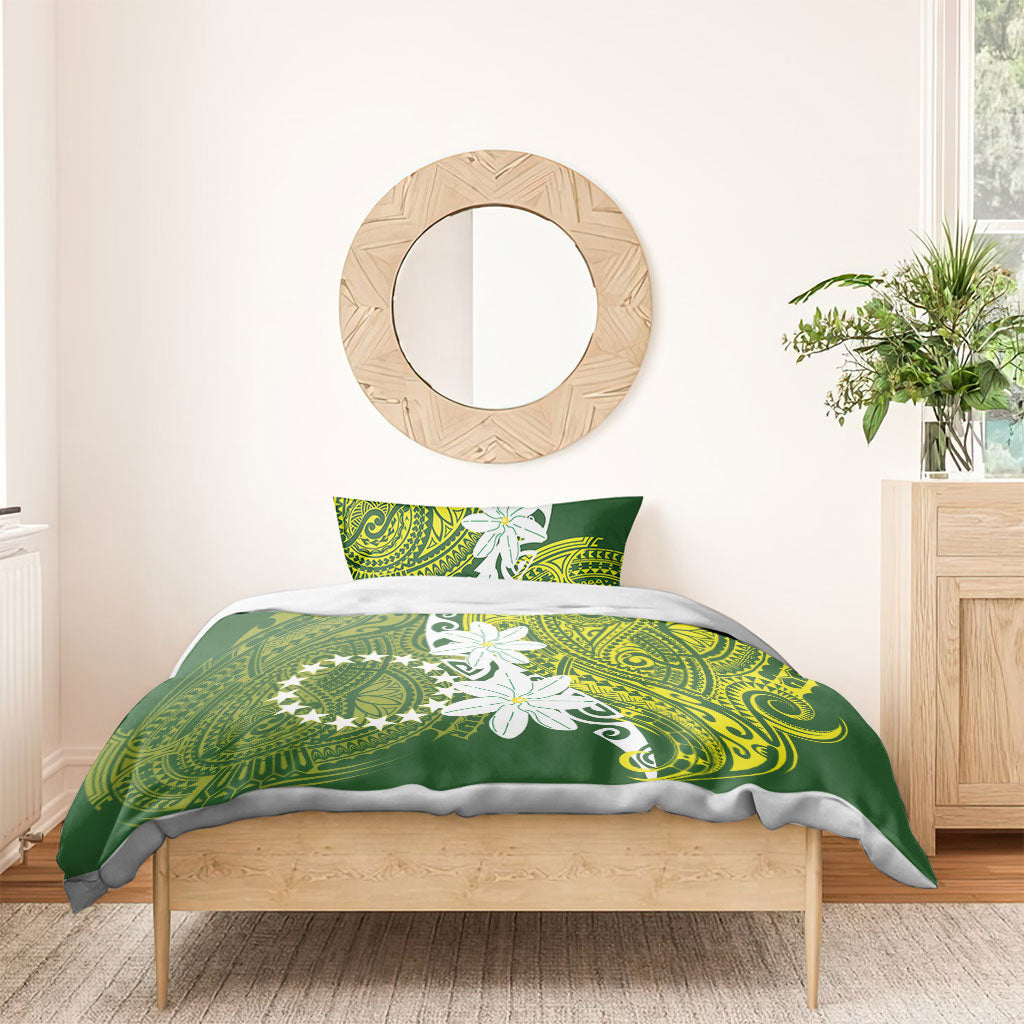 Cook Islands Maori Language Week Bedding Set Tiare Maori Kuki Airani Green Pattern LT22 - Polynesian Pride