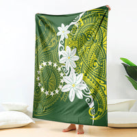 Cook Islands Maori Language Week Blanket Tiare Maori Kuki Airani Green Pattern LT22 - Polynesian Pride
