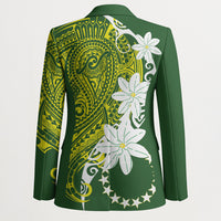 Cook Islands Maori Language Week Blazer Tiare Maori Kuki Airani Green Pattern LT22 - Polynesian Pride