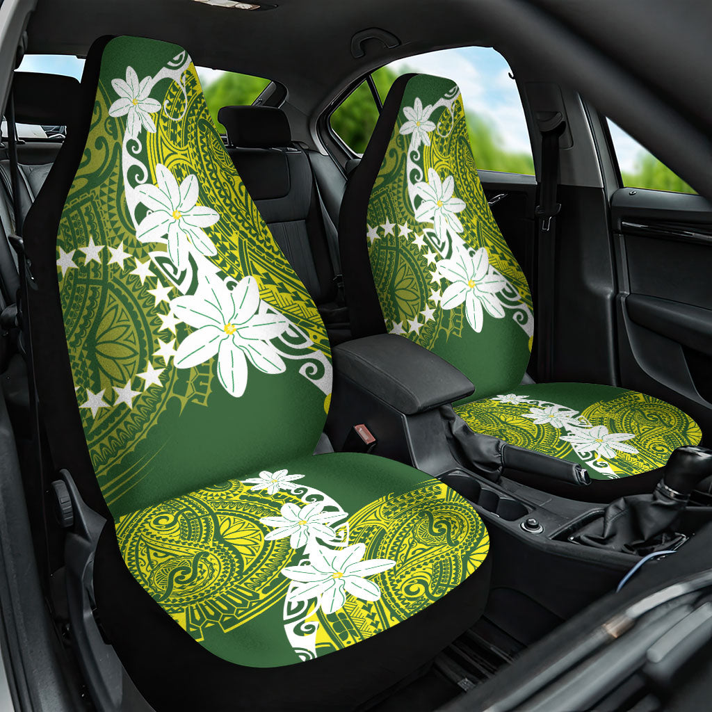 Cook Islands Maori Language Week Car Seat Cover Tiare Maori Kuki Airani Green Pattern