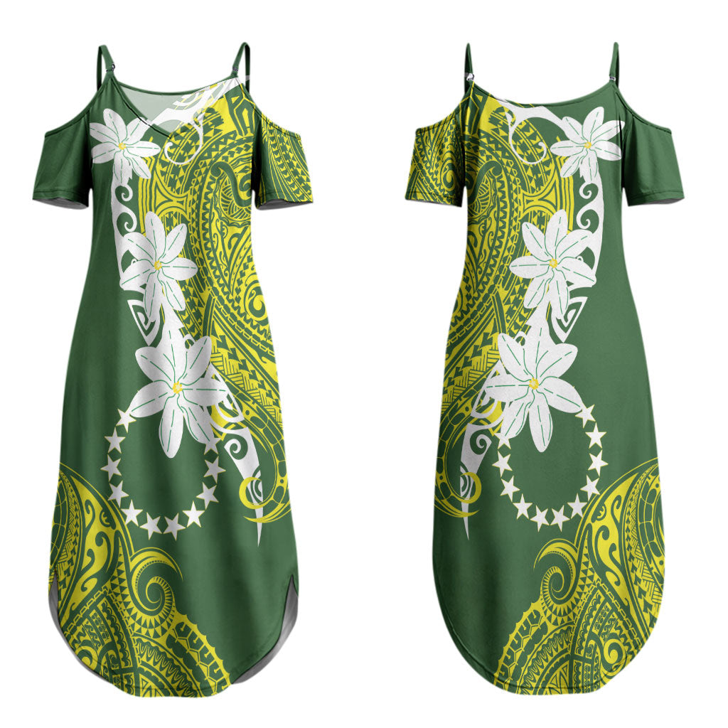 Cook Islands Maori Language Week Couples Matching Summer Maxi Dress and Long Sleeve Button Shirt Tiare Maori Kuki Airani Green Pattern LT22 - Polynesian Pride