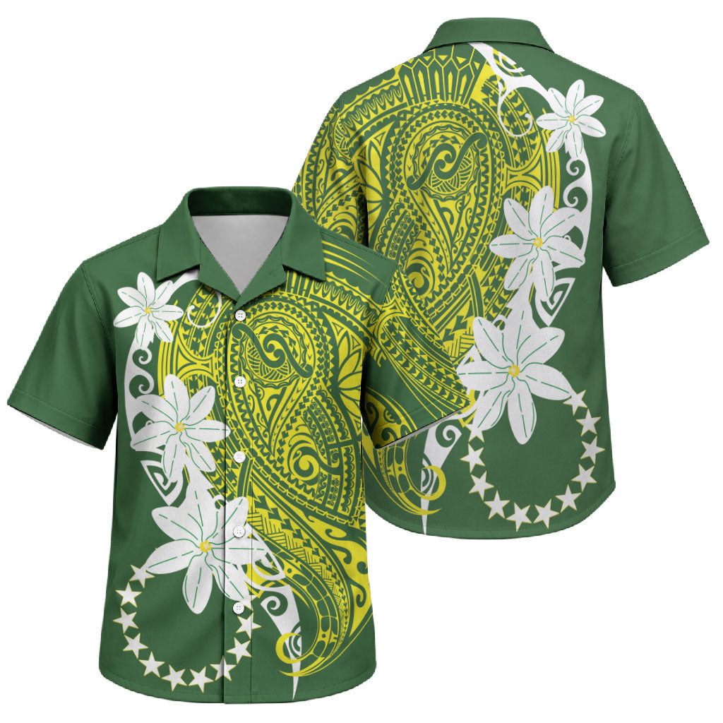 Cook Islands Maori Language Week Family Matching Long Sleeve Bodycon Dress and Hawaiian Shirt Tiare Maori Kuki Airani Green Pattern LT22 Son's Shirt Green - Polynesian Pride
