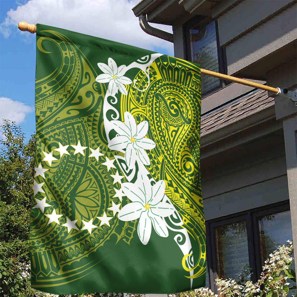 Cook Islands Maori Language Week Garden Flag Tiare Maori Kuki Airani Green Pattern