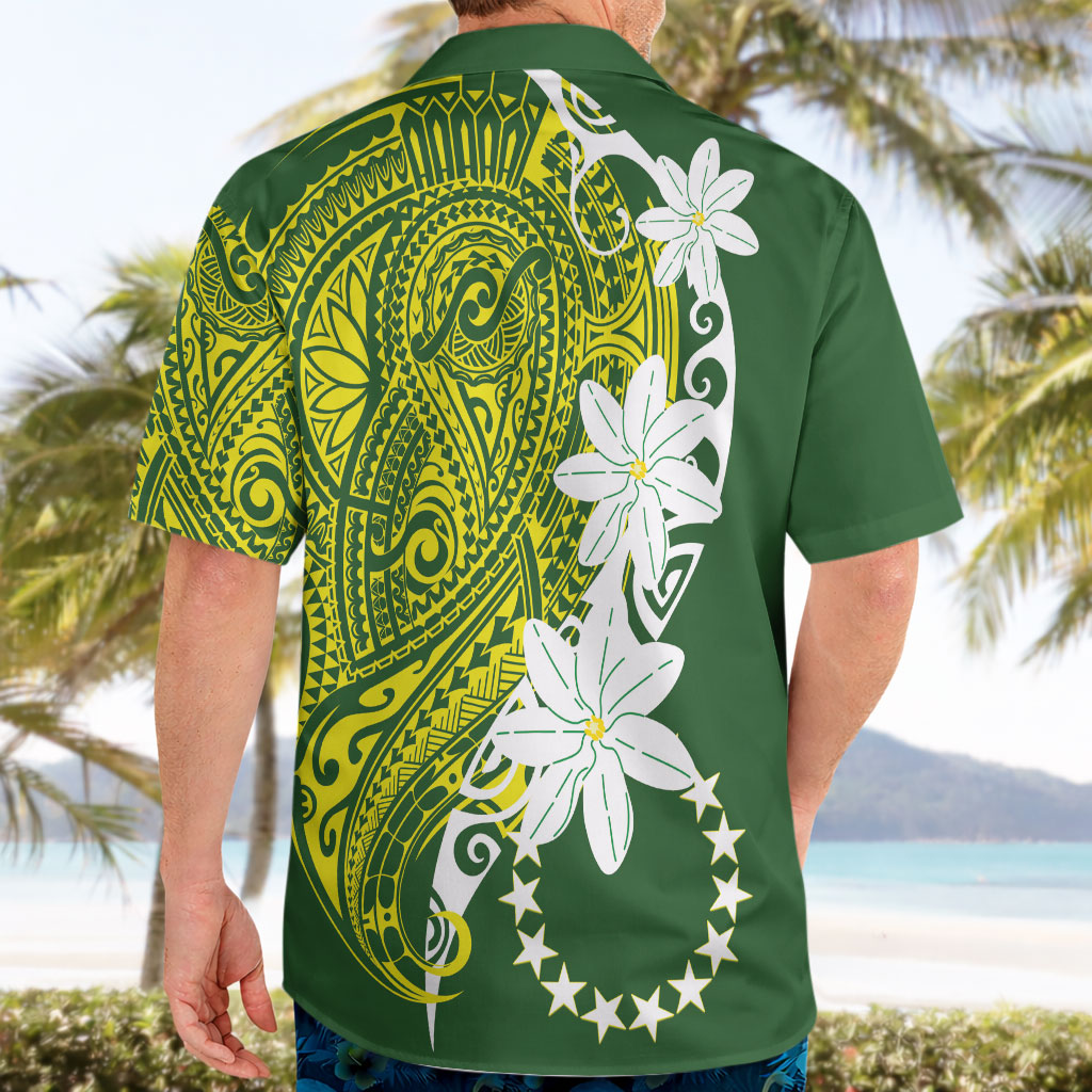 Cook Islands Maori Language Week Hawaiian Shirt Tiare Maori Kuki Airani Green Pattern LT22 - Polynesian Pride