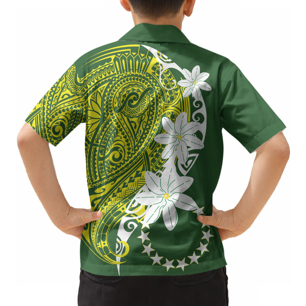 Cook Islands Maori Language Week Hawaiian Shirt Tiare Maori Kuki Airani Green Pattern LT22 - Polynesian Pride