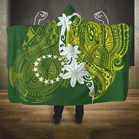 Cook Islands Maori Language Week Hooded Blanket Tiare Maori Kuki Airani Green Pattern LT22 - Polynesian Pride